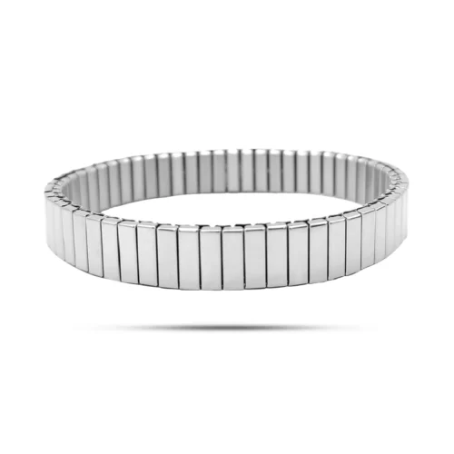 Pulsera Acero Tipo Italiana Elástica Barras Rectangulares (10)