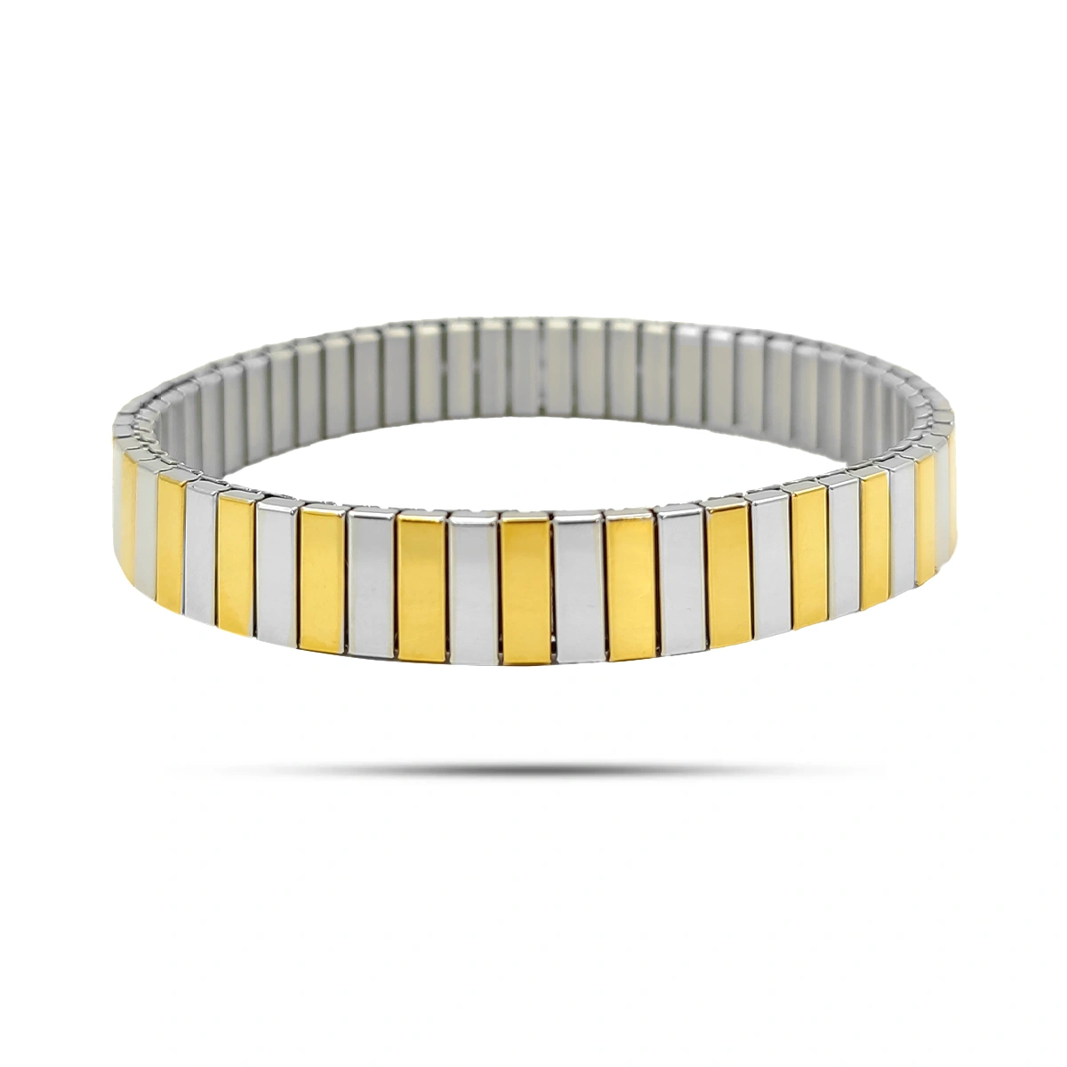 Pulsera Acero Tipo Italiana Elastica Barras Rectangulares 2