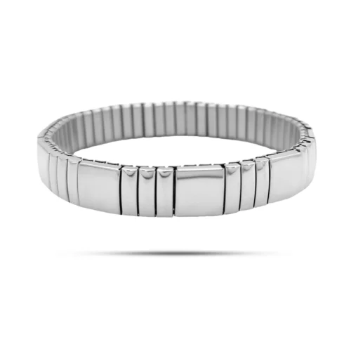 Pulsera Acero Tipo Italiana Elástica Barras Redondeada (1)