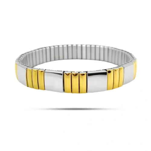 Pulsera Acero Tipo Italiana Elástica Barras Redondeada (8)