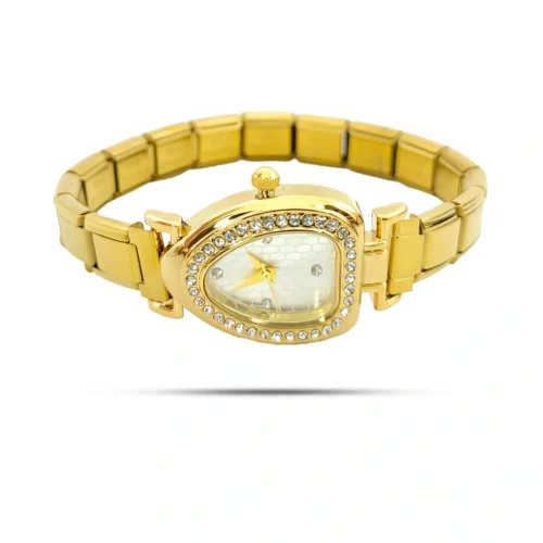 Pulsera Acero Tipo Italiana con Reloj Mini Cristales (1)