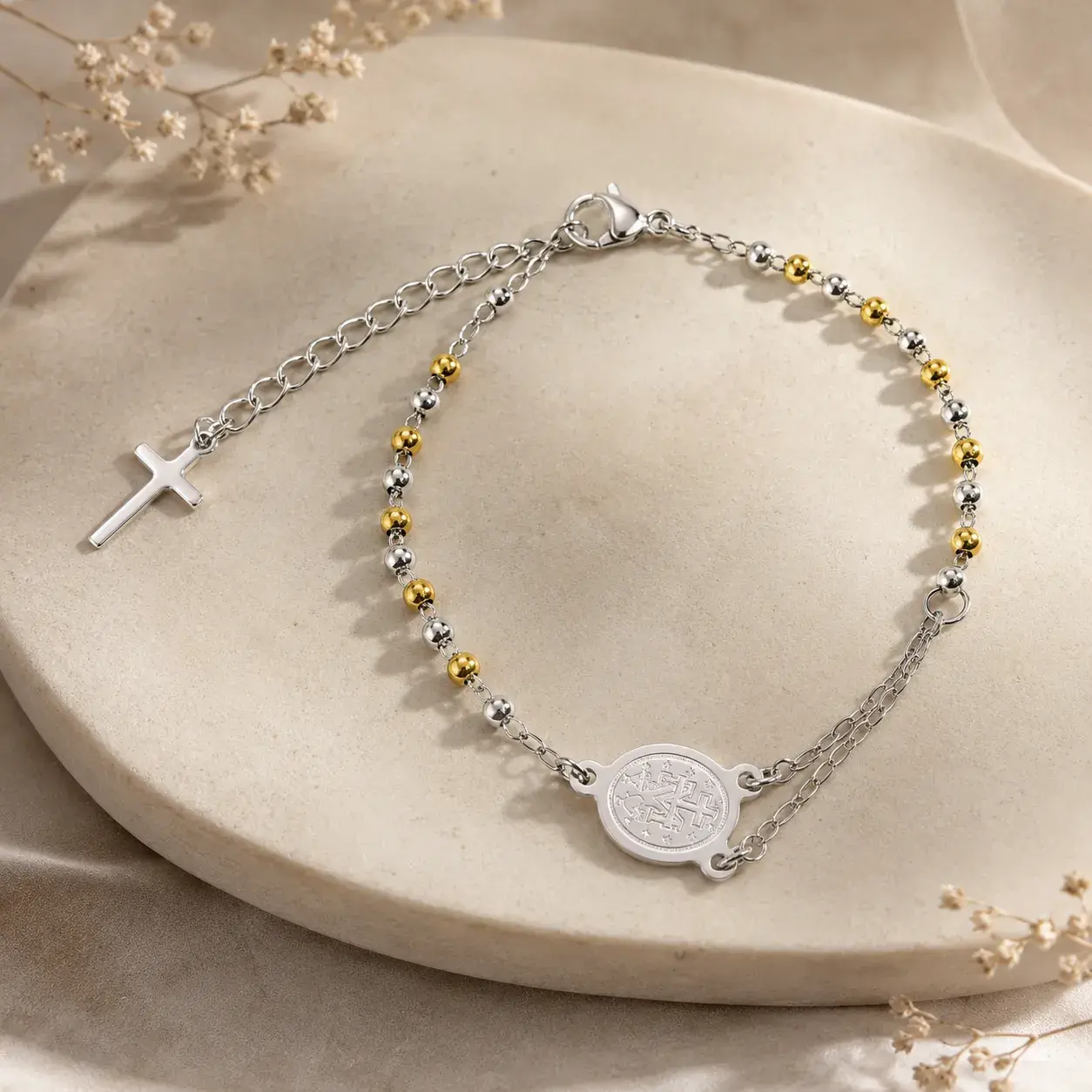 Pulsera Acero Inox Bicolor Misterio Virgen de Guadalupe 6 Pulsera Acero Inox Bicolor Misterio Virgen de Guadalupe - Image 4