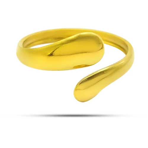 Anillo Acero Inoxidable Mujer Dorado Gotas Paralelas Chunky