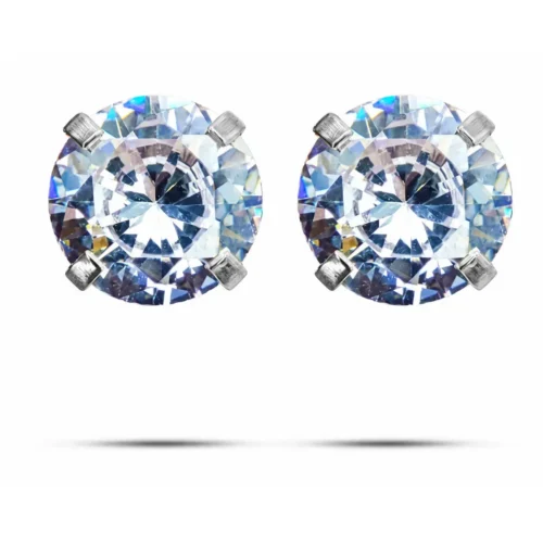 Aretes Acero Inoxidable Broquel Dormilon Zirconia Cubica