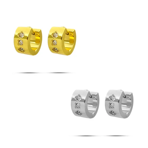 Aretes Acero Inoxidable Mujer Huggies Cristales Geométricos